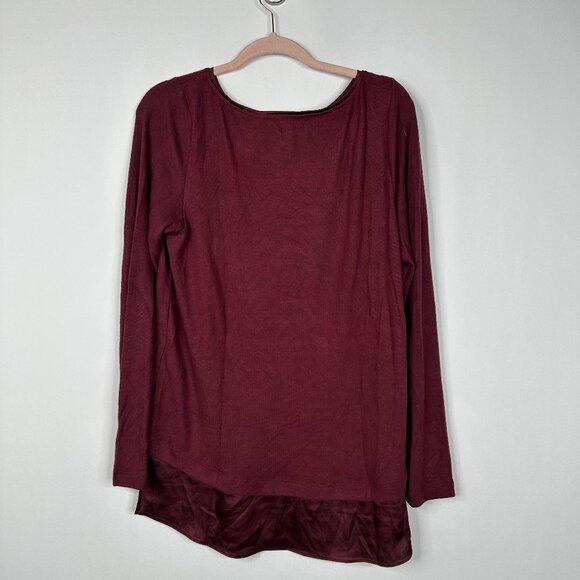 NWT White House Black Market Satin Trim Snit Top Heathered Zinfandel M #WHBM4 - Picture 3 of 10